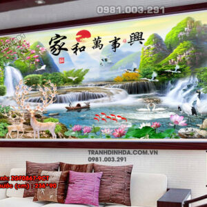 Tranh thêu chữ thập Sơn Thủy Hữu Tình ZFG0867-9CT Kích thước 236cm x 90cm