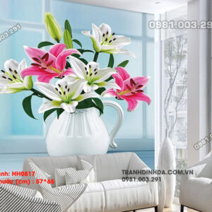 Tranh thêu chữ thập Bình Hoa Nghệ Thuật HH0817 Kích thước 57cm x 65cm