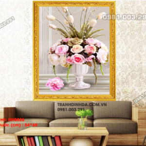 Tranh thêu chữ thập Bình Hoa Nghệ Thuật HH0826 Kích thước 54cm x 69cm