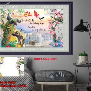 Tranh đính đá Chữ Cha Mẹ LV369 kích thước 90cm x 53cm