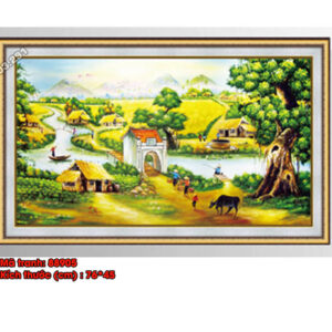 Tranh thêu chữ thập Làng Quê Việt Nam 88905 Kích thước 76x45cm