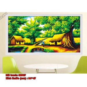 Tranh thêu chữ thập Làng Quê Việt Nam 88907 Kích thước 84x47cm