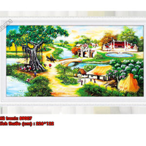 Tranh thêu chữ thập Làng Quê Việt Nam 89007 Kích thước 226x112cm
