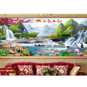 Tranh thêu chữ thập Sơn Thủy Hữu Tình FJ0777 Kích thước 195cm x 84cm
