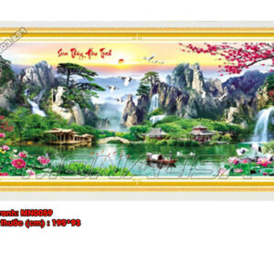 Tranh thêu chữ thập Sơn Thủy Hữu Tình MN0059 Kích thước 195cm x 93cm
