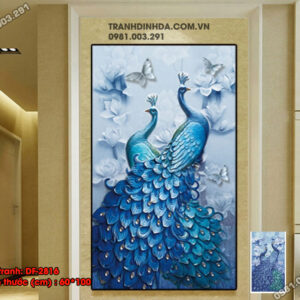 Tranh đính đá Chim Công Hoa Ngọc Lan DF2816 kích thước 60cm x 100cm