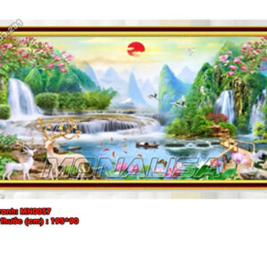 Tranh thêu chữ thập Sơn Thủy Hữu Tình MN0057 Kích thước 195cm x 90cm