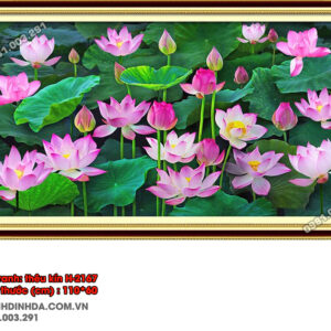 Tranh thêu Hoa Sen H2167 Kích thước 110cm x 60cm