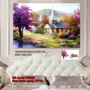 Tranh đính đá khu vườn cổ tích DF2132 kích thước 70cm x 54cm