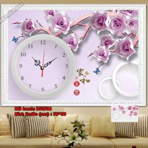 Tranh đính đá Đồng Hồ df2706 kích thước 75cm x 50cm