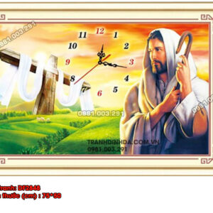 Tranh đính đá cao cấp chúa Jesu đồng hồ Df2848 Kích thước 75cm x 50cm