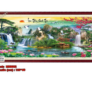 Tranh thêu chữ thập Lưu thủy sinh tài MN0082  Kích thước 120 x 60cm