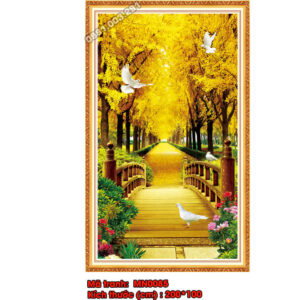Tranh thêu chữ thập con đường mùa thu MN0085 Kích thước 200cmx100cm
