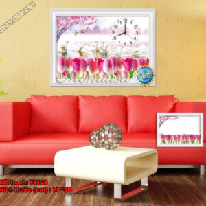 Tranh đính đá Đồng Hồ Hoa Tu Lip Y8125 kích thước 70cm x 50cm