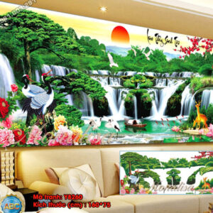 Tranh đính đá Lưu Thủy Sinh Tài Y8260 kích thước 160cm x 75cm