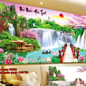 Tranh đính đá Non Nước Hữu Tình Y8265 kích thước 160cm x 75cm