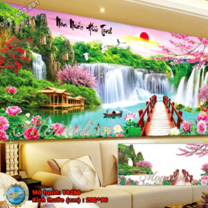 Tranh đính đá Sơn Thủy Hữu Tình Y8266 kích thước 200cm x 90cm