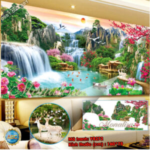Tranh đính đá Non Nước Hữu Tình Y8272 kích thước 160cm x 75cm