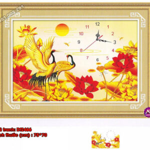 Tranh đính đá Sen Hạc Đồng Hồ DF2466 kích thước 75cm x 70cm