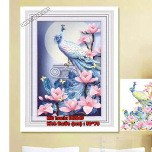 Tranh đính đá Chim Công bên Hoa Ngọc Lan DF2849 kích thước 50cm x 75cm