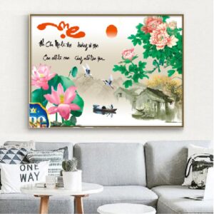 Tranh đính đá Chữ Mẹ df806 kích thước 65cm x 40cm