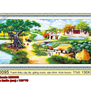 Tranh thêu chữ thập Phong cảnh làng quê Việt Nam MN0095 Kích thước 130cmx70cm
