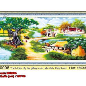 Tranh thêu chữ thập Phong cảnh làng quê Việt Nam MN0096 Kích thước 160cmx85cm