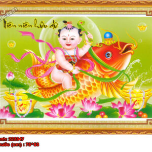 Tranh thêu Cá Chép Niên niên hữu dư 222847 Kích thước 75cm x 53cm
