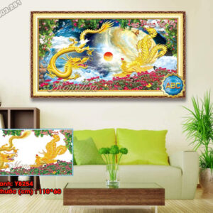 Tranh đính đá Long Phụng Sum Vầy Y8254 kích thước 110cm x 60cm