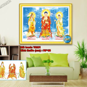 Tranh đính đá Tam Thế Phật Y8281 kích thước 90cm x68cm