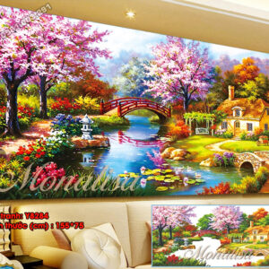 Tranh đính đá cao cấp Mùa xuân ấm áp Y8284 Kích thước 155cm x 75cm