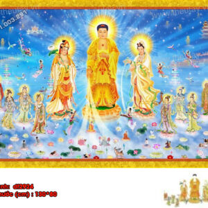 Tranh đính đá Thế Giới Tây Phương Tam Phật DF2924 kích thước 130cm x80cm