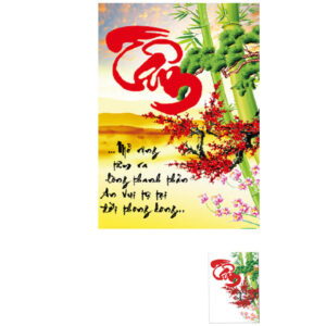 Tranh đính đá Chữ Tâm VS079 kích thước 50cm x 68cm