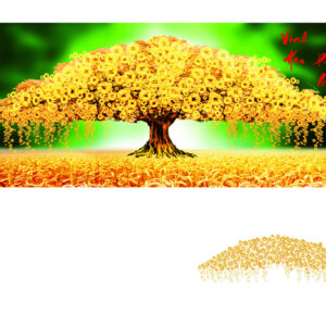 Tranh đính đá Cây Tiền Vàng Tài Lộc (phú quý giàu sang) VS121 kích thước 150cm x65cm