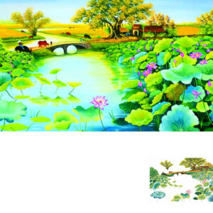 Tranh đính đá Phong Cảnh Đầm Sen VS129 kích thước 160cm x 90cm