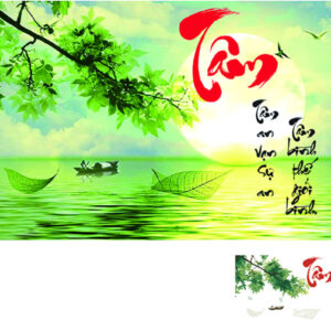 Tranh đính đá Chữ Tâm VS130 kích thước 80cm x 52cm