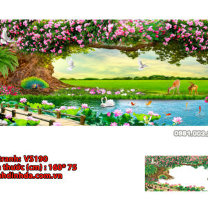 Tranh đính đá Uyên Ương Chờ Đợi VS190 kích thước 160cm x 75cm
