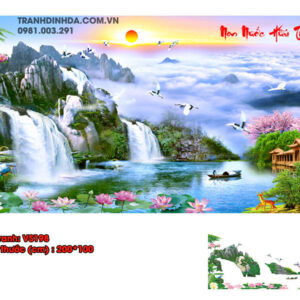 Tranh đính đá Non Nước Hữu Tình VS198 kích thước 200cm x 100cm