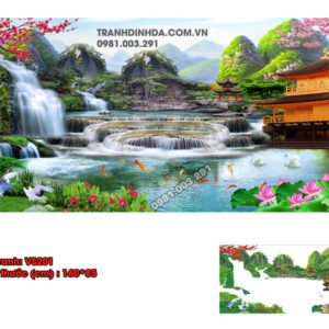 Tranh đính đá cao cấp Lưu Thủy Sinh Tài VS201 kích thước 160x85cm