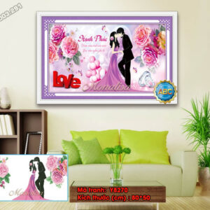 Tranh đính đá Hạnh Phúc Lứa Đôi Y8270 kích thước 80cm x 50cm