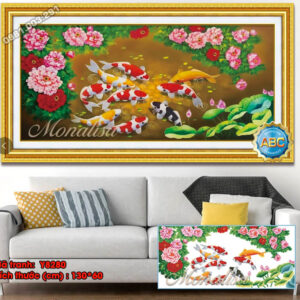 Tranh đính đá Cửu Ngư Quần Hội Y8280 kích thước 130cm x 60cm