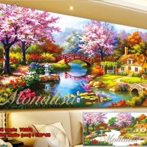 Tranh đính đá cao cấp Mùa xuân ấm áp Y8283 Kích thước 130cm x 65cm