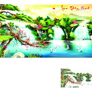 Tranh đính đá cao cấp Lưu Thủy Sinh Tài VS 143 kích thước 160x85cm