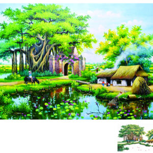 Tranh đính đá quê hương thanh bình VS158 kích thước 120cm x 75cm