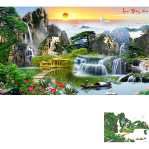 Tranh đính đá cao cấp Lưu Thủy Sinh Tài VS168 kích thước 120x65cm