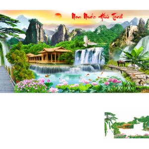 Tranh đính đá Non Nước Hữu Tình VS172 kích thước 160cm x 80cm