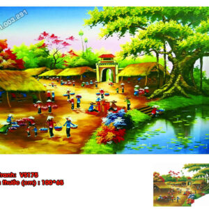 Tranh đính đá Chợ Quê VS175 kích thước 100cm x 65cm