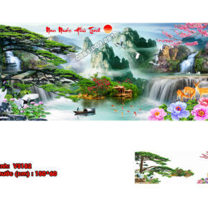 Tranh đính đá Non Nước Hữu Tình VS182 kích thước 150cm x 60cm