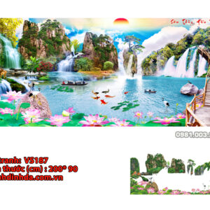 Tranh đính đá Sơn Thủy Hữu Tình VS187 kích thước 200cm x 90cm