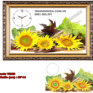 Tranh đính đá đồng hồ Hoa Hướng Dương VS223 kích thước 65cm x 44cm